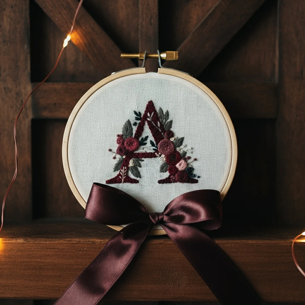 Floral Monogram ‘A’ Embroidery