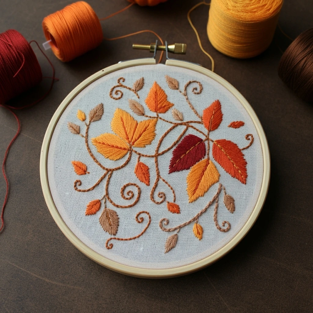 Autumn Leaves Hand Embroidery Pattern