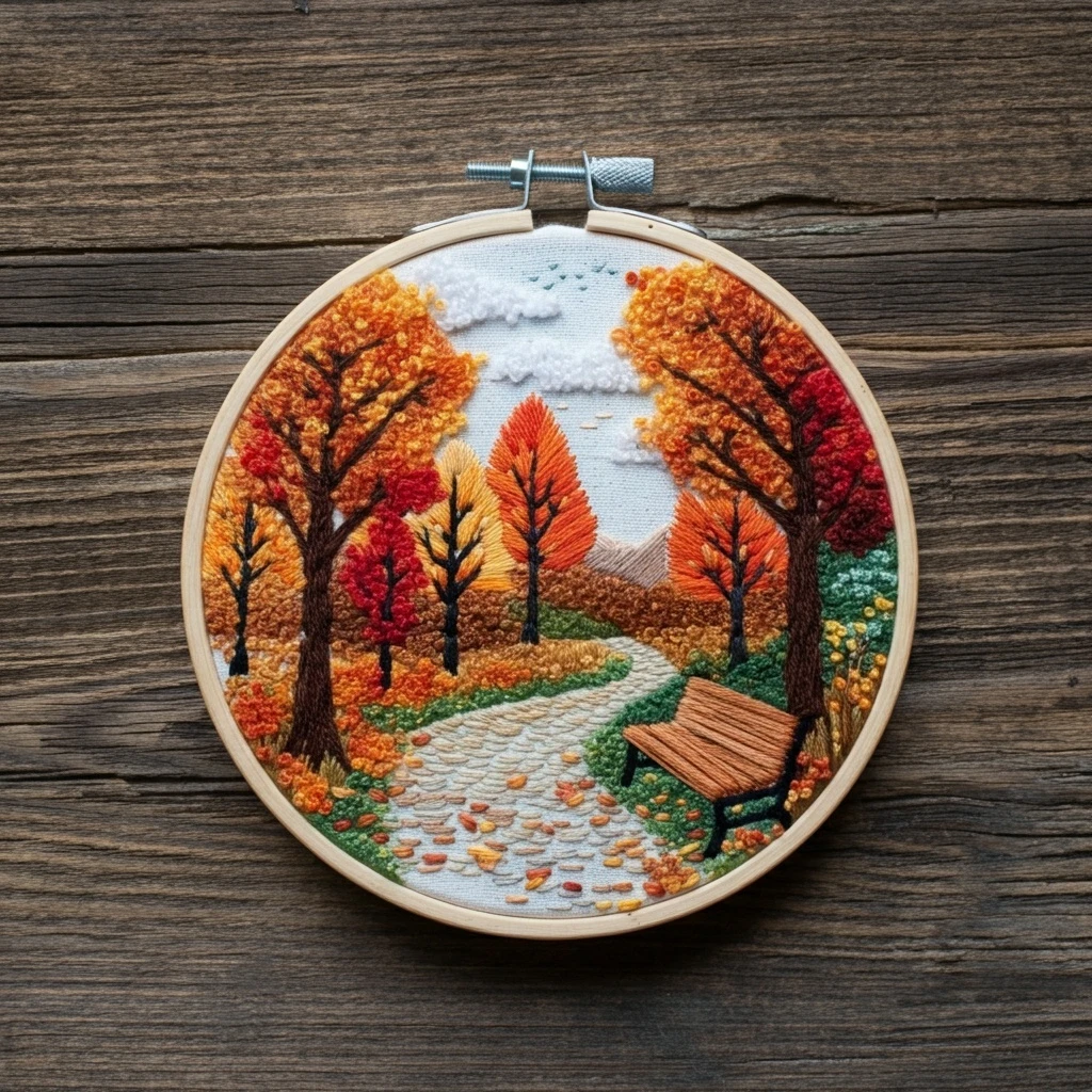 Autumn Pathway Serenity Embroidery