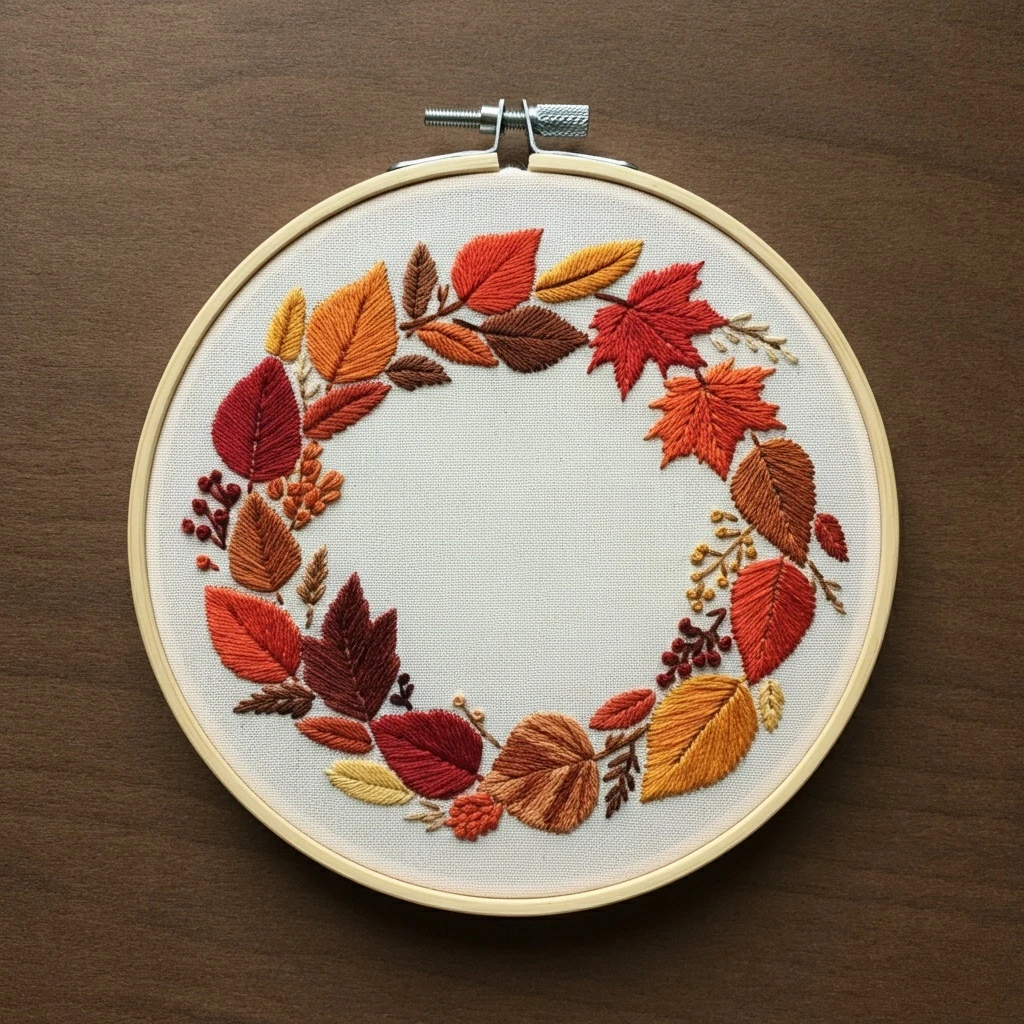 Autumn Wreath Hand Embroidery