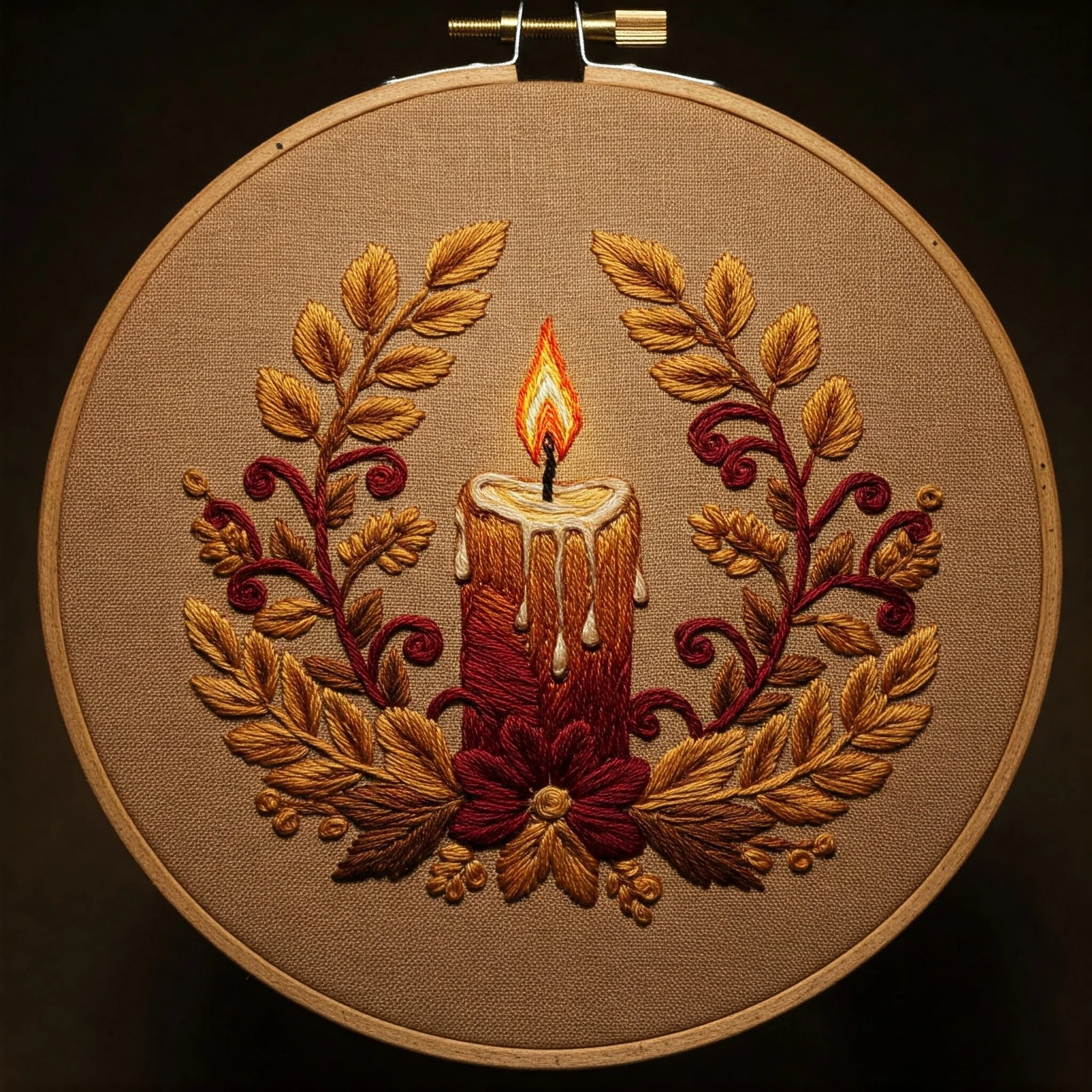 Autumnal Candle Wreath Embroidery