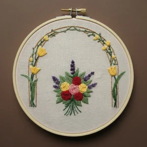 Autumnal Folk Floral Mandala – Beginner Edition | Hand Embroidery Pattern PDF