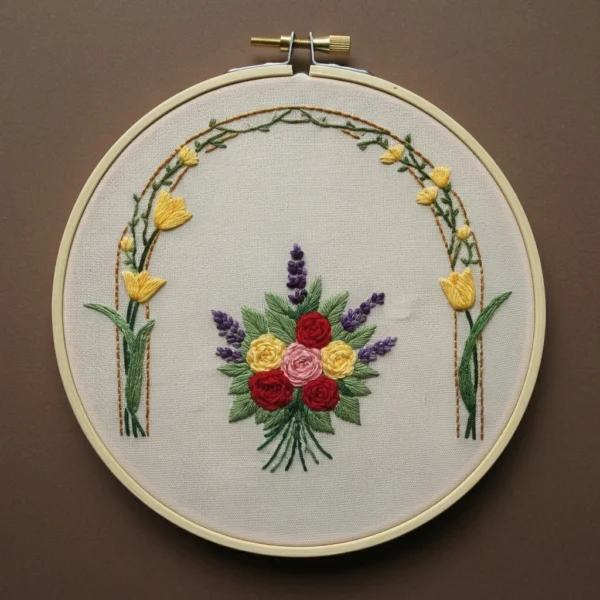 Autumnal Folk Floral Mandala – Beginner Edition | Hand Embroidery Pattern PDF