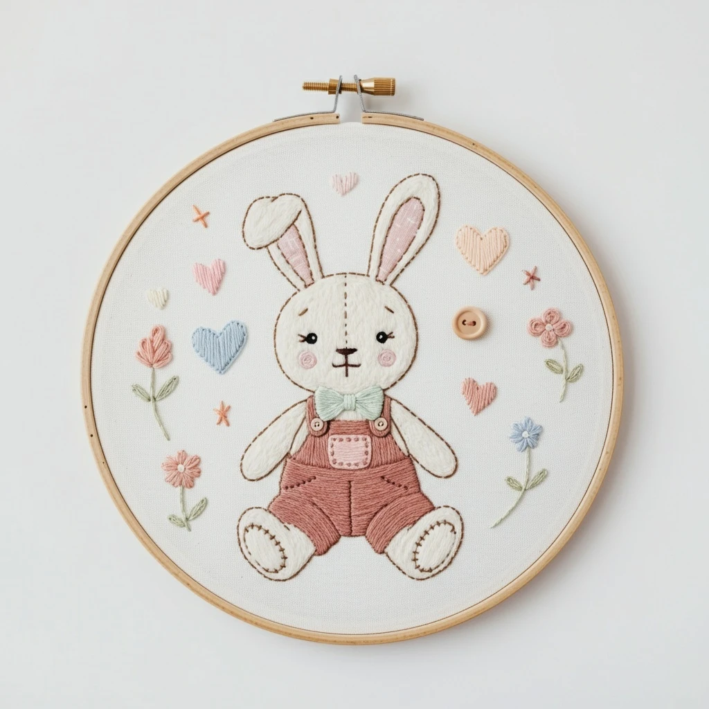 Beginner Friendly Bunny Embroidery Hoop Art