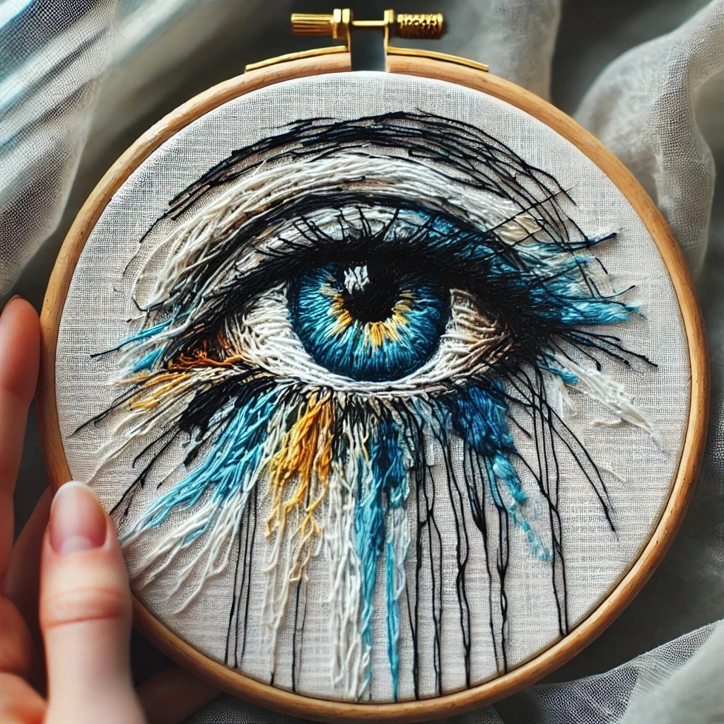 Blue Eye Textured Embroidery
