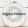Blush Pink and Ivory Classic Rose Embroidery Wreath | Hand Embroidery Pattern PDF