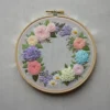 Blush Pink and Ivory Classic Rose Embroidery Wreath | Hand Embroidery Pattern PDF