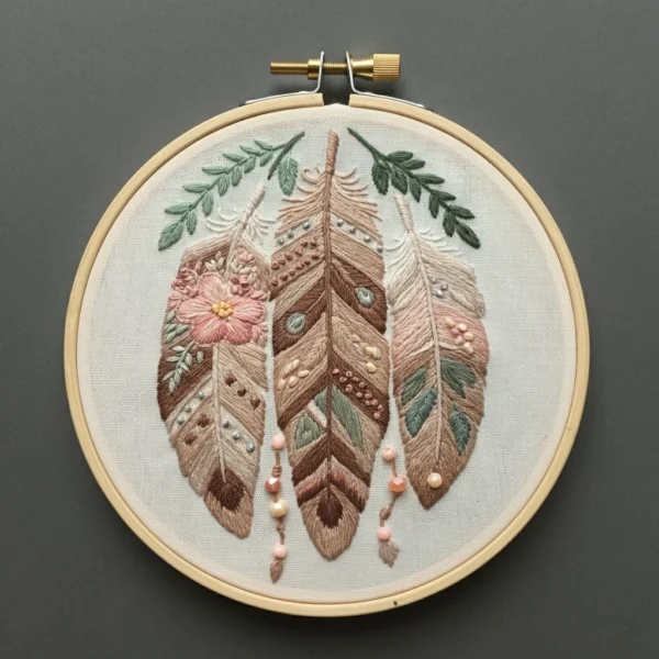 Boho Feather Trio Hand Embroidery | Hand Embroidery Pattern PDF