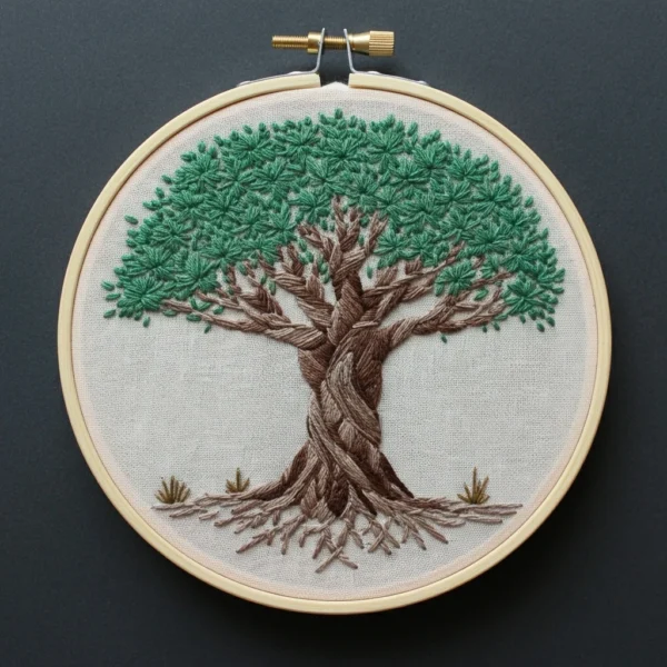 Braided Tree Embroidery | Hand Embroidery Pattern PDF