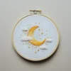 Celestial Crescent Moon and Clouds Embroidery Pattern | Hand Embroidery Pattern PDF