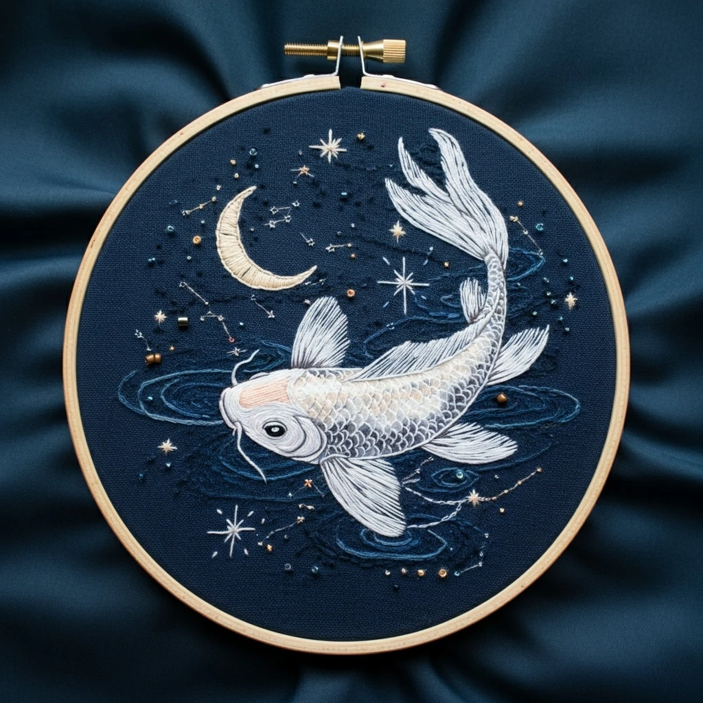 Celestial Koi Fish Embroidery