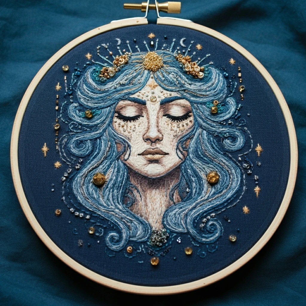 Celestial Maiden Hand Embroidery Art