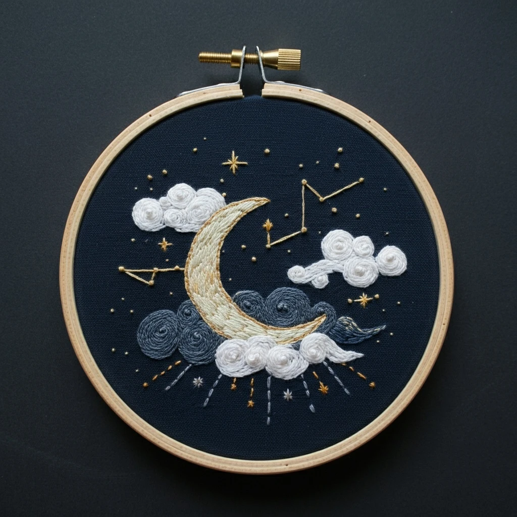 Celestial Night Sky Embroidery