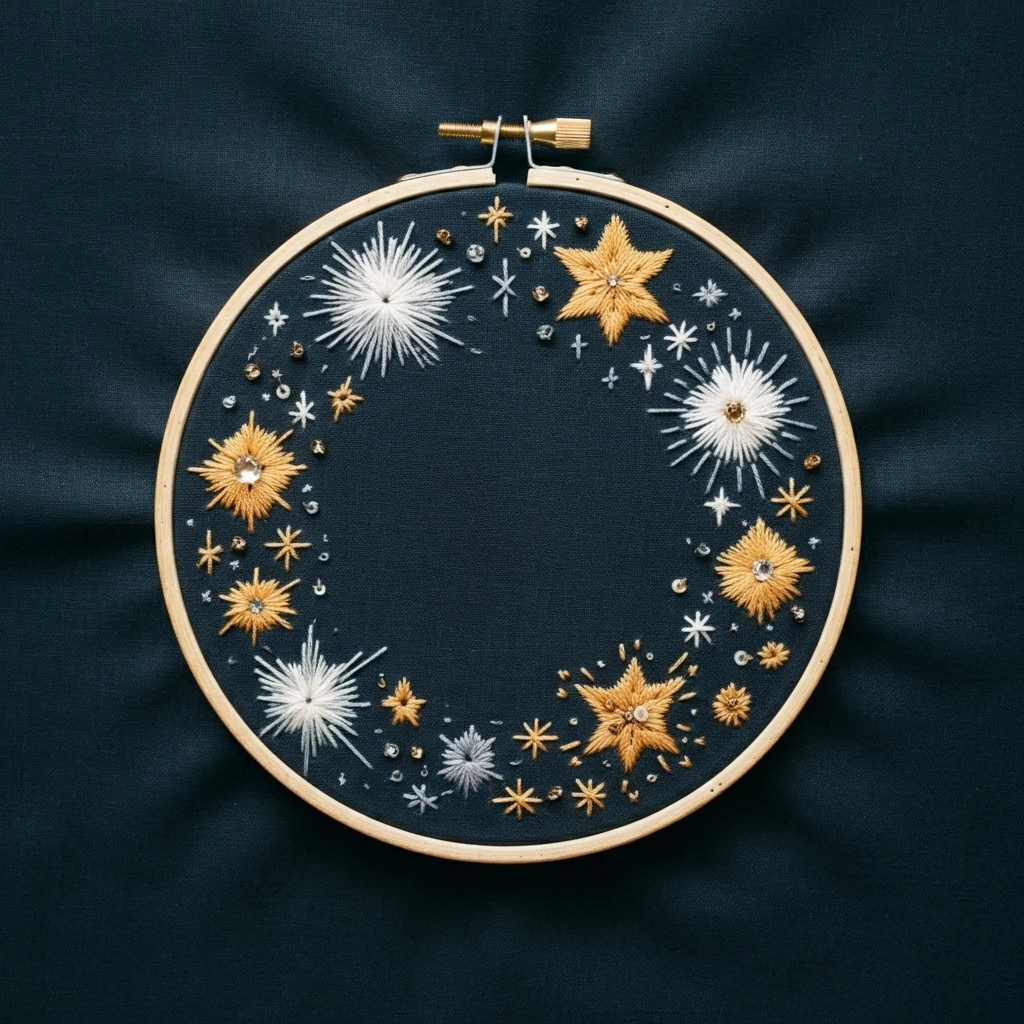 Celestial Star Wreath Embroidery
