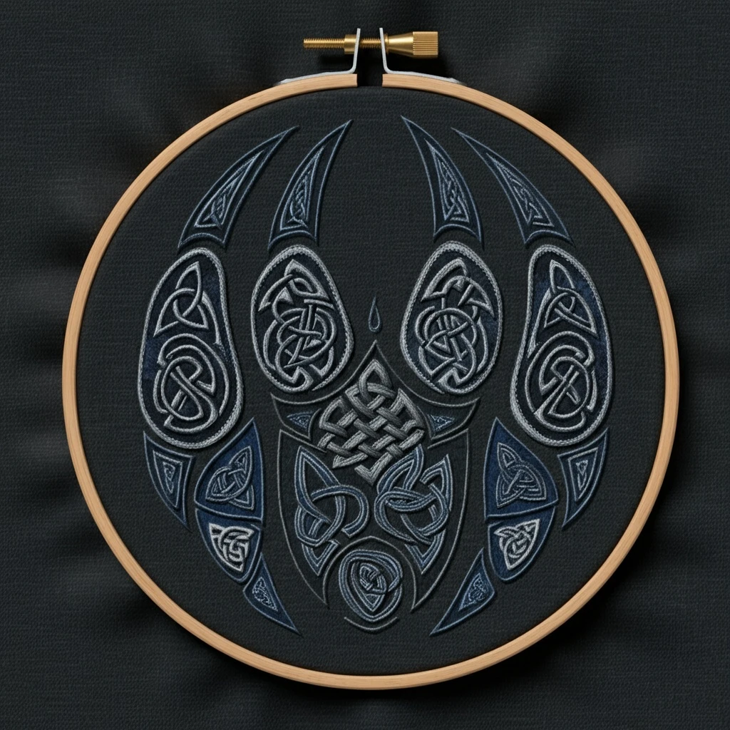 Celtic Wolf Paw Embroidery Design