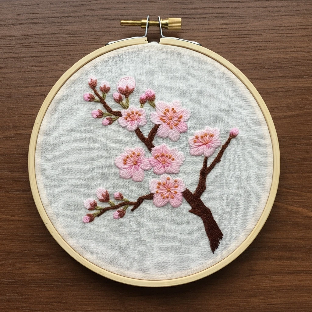 Cherry Blossom Branch Embroidery Pattern