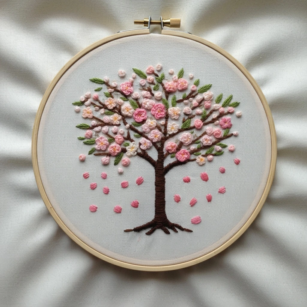 Cherry Blossom Tree Embroidery