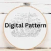 Cityscape Sunset Embroidery | Hand Embroidery Pattern PDF