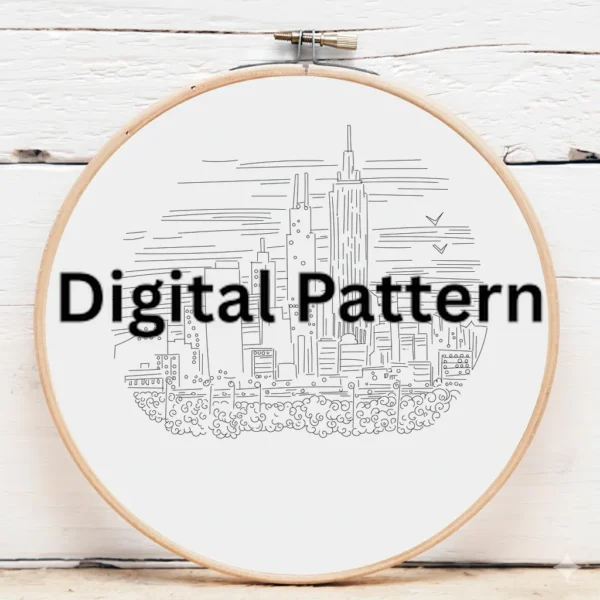 Cityscape Sunset Embroidery | Hand Embroidery Pattern PDF