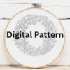 Classic Floral Wreath with Layered Detailing | Hand Embroidery Pattern PDF