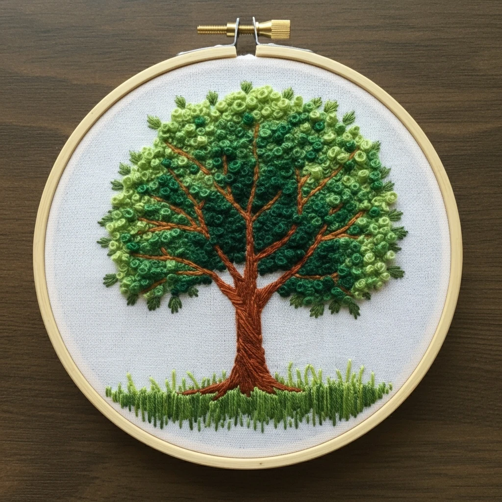 Classic Green Tree with Spring Flowers