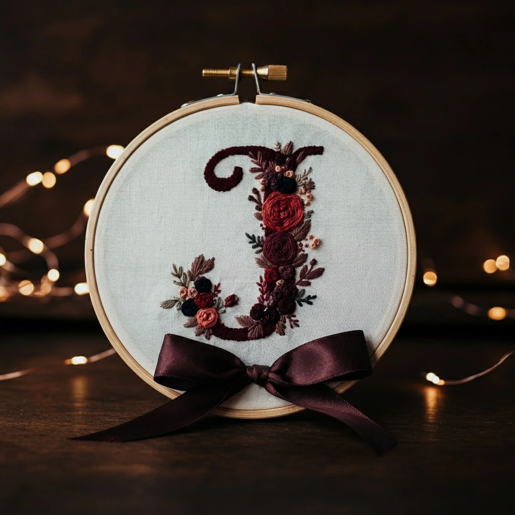 Classic Holiday Floral Frame Hoop Art