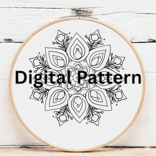 Cosmic Mandala Bloom | Hand Embroidery Pattern PDF