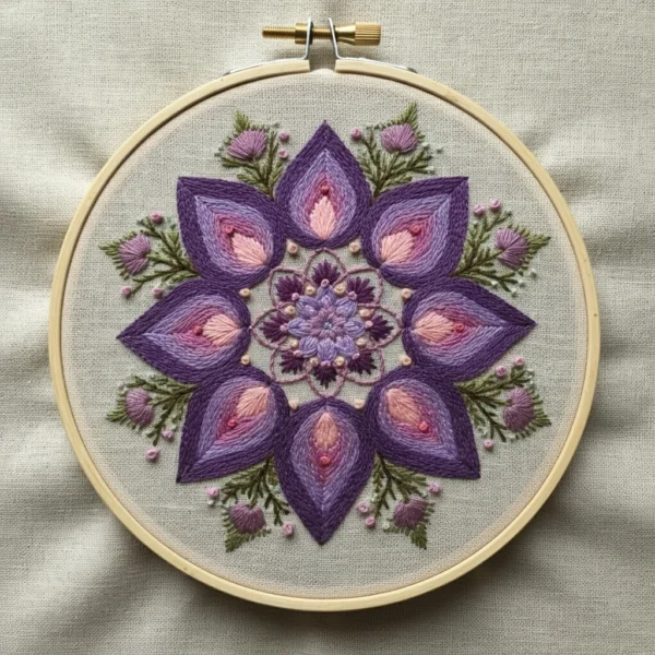 Cosmic Mandala Bloom | Hand Embroidery Pattern PDF