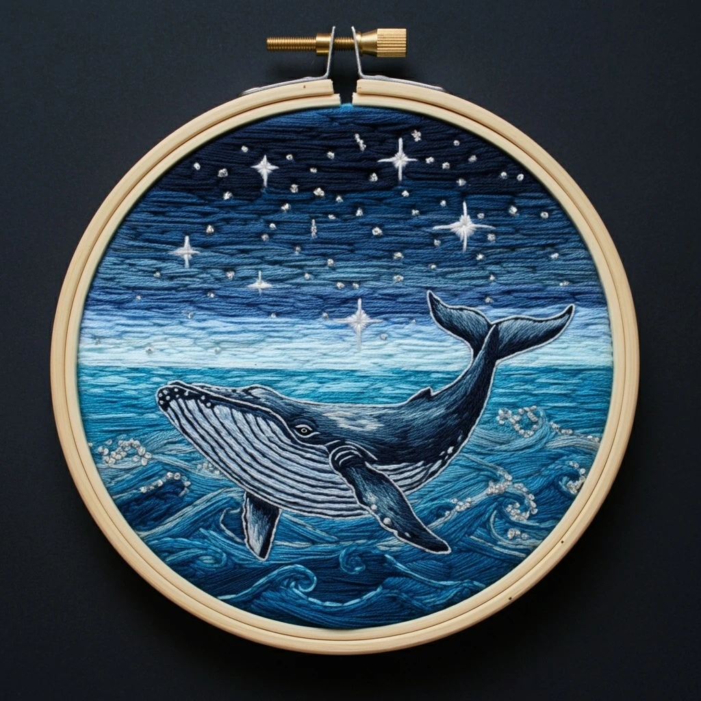 Cosmic Whale Embroidery