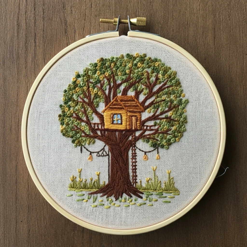 Cozy Treehouse Embroidery