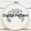 Crimson Floral Wreath Embroidery | Hand Embroidery Pattern PDF