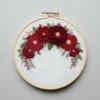 Crimson Floral Wreath Embroidery | Hand Embroidery Pattern PDF