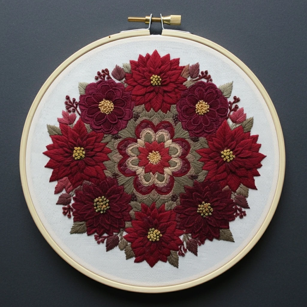 Crimson Wreath Embroidery