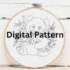 Cute Panda Eating Bamboo Embroidery | Hand Embroidery Pattern PDF