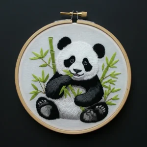 Cute Panda Eating Bamboo Embroidery | Hand Embroidery Pattern PDF