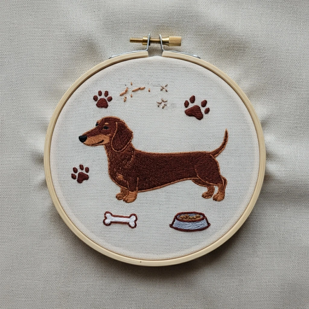 Dachshund Embroidery Hoop Art