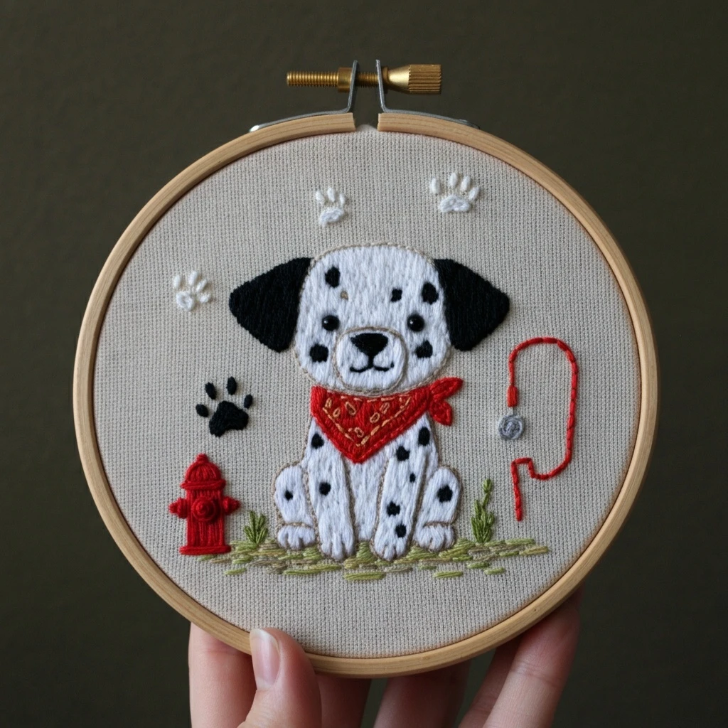Dalmatian Puppy Embroidery Hoop Art