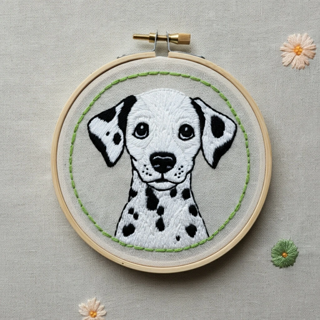 Dalmatian Puppy Hand Embroidery Hoop Art