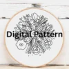 Deep Purple Iris & Pansy Embroidery Bouquet | Hand Embroidery Pattern PDF