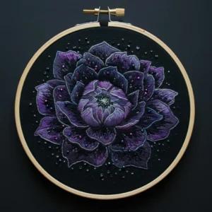 Deep Violet Nebula Flower | Hand Embroidery Pattern PDF