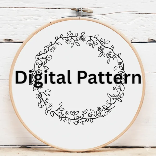 Delicate Vine Wreath Embroidery | Hand Embroidery Pattern PDF