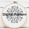Delicate White Mandala and Pastel Pink Flowers | Hand Embroidery Pattern PDF