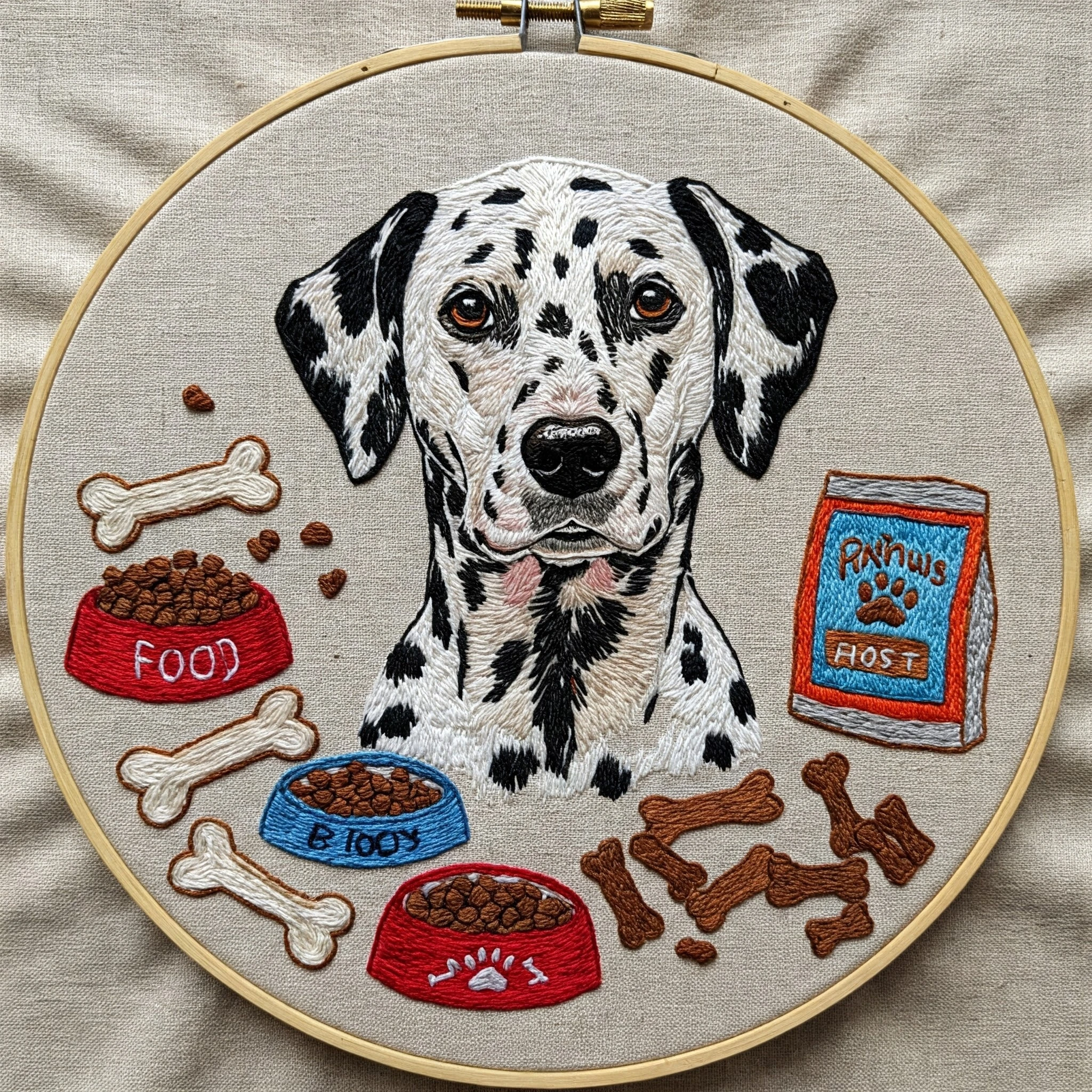 Detailed Dalmatian Portrait Embroidery