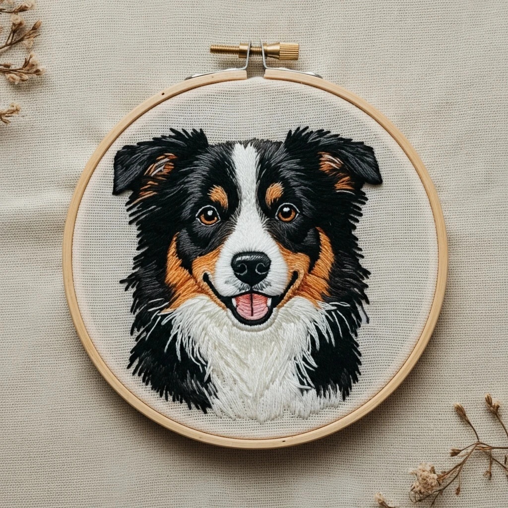 Detailed Dog Portrait Embroidery