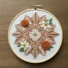 Earthy Mandala with 3D Floral Accents | Hand Embroidery Pattern PDF