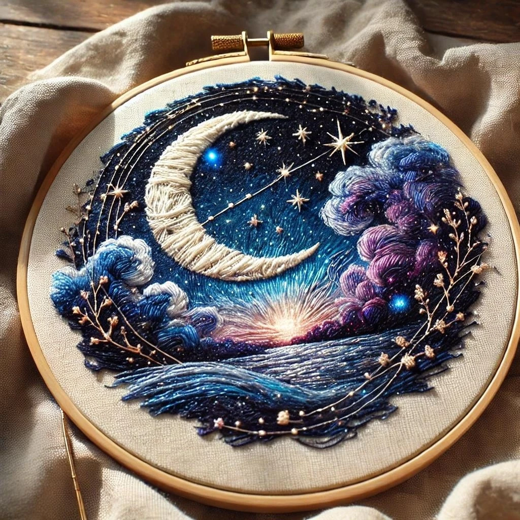 Embroidered Celestial Nightscape