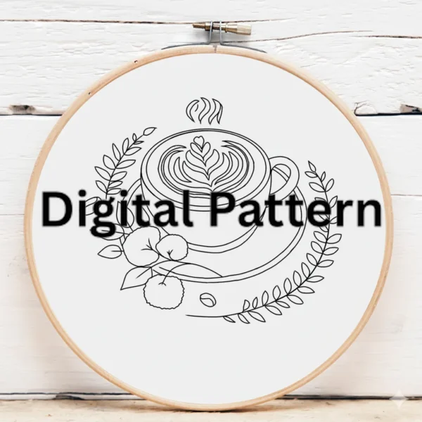 Embroidered Coffee Lattee Art | Hand Embroidery Pattern PDF