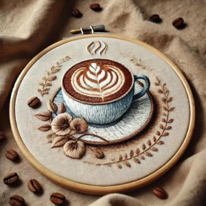 Embroidered Coffee Lattee Art | Hand Embroidery Pattern PDF