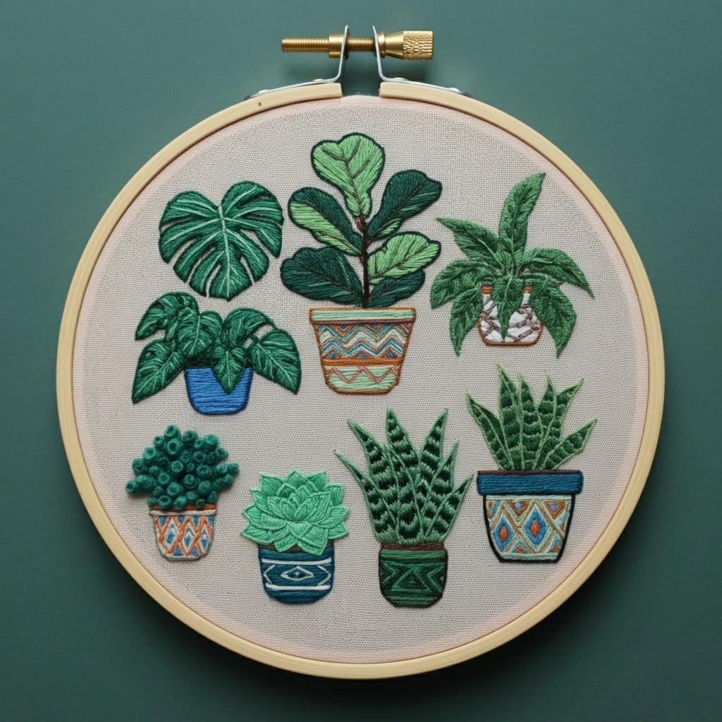 Embroidered Indoor Plant Collection