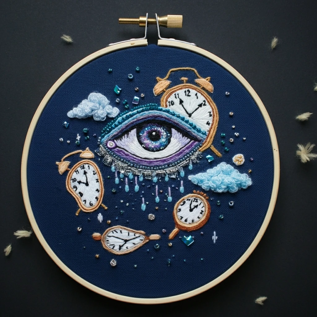Embroidered Surreal Time Eye
